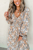 Floral Smocked Puff Sleeve Dress