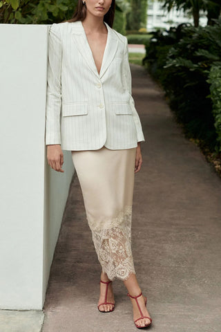 Lace-Trimmed Midi Skirt