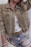 Studded Denim Jacket with Button Accents
