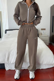 Casual Zip-Up Pants Set
