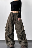 Wide-Leg Leopard Print Casual Pants