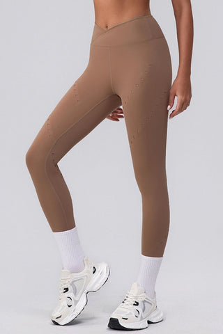 High-Waisted Perforated Casual Leggings