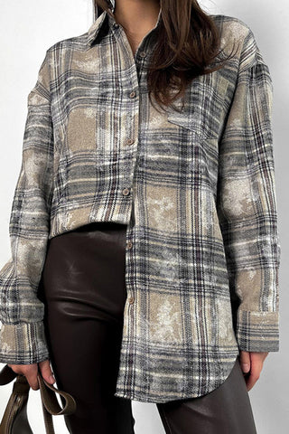 Checkered Button-Up Oversized Shirt