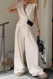 Elegant Sleeveless Blazer and Wide-Leg Pants Set