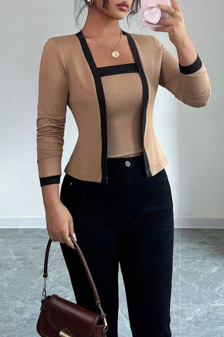 Two-Piece Trimmed Cardigan Set