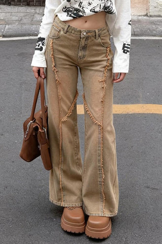 Distressed Straight-Leg Jeans