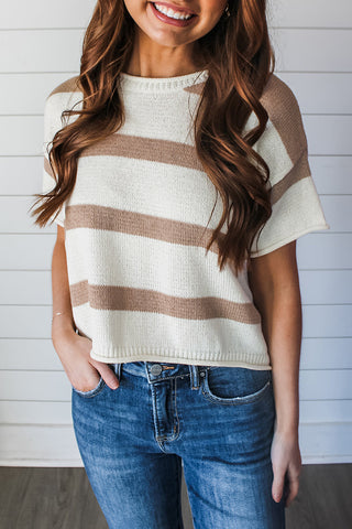 Stripe Dropped Sleeve Knit Top