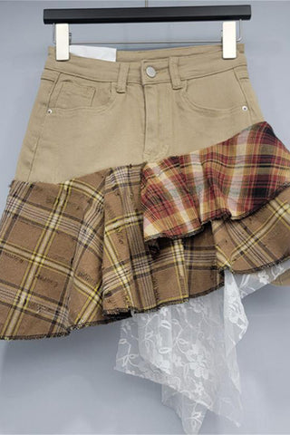 Layered Plaid Mini Skirt