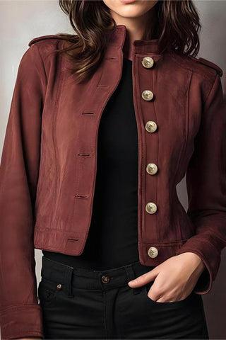Button-Front Military Style Jacket