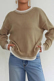 Stylish Crewneck Sweater with Ribbed Trim