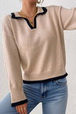 Contrast Trim V-Neck Sweater