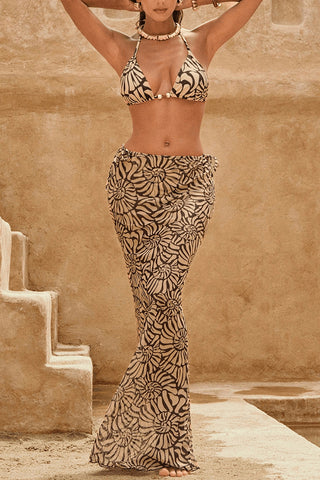 Elegant Bikini Set with Cover-Up Skirt