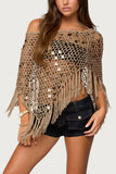 Sequin Fringe Mesh Top