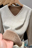 V-Neck Ribbed Top with Soft Lining