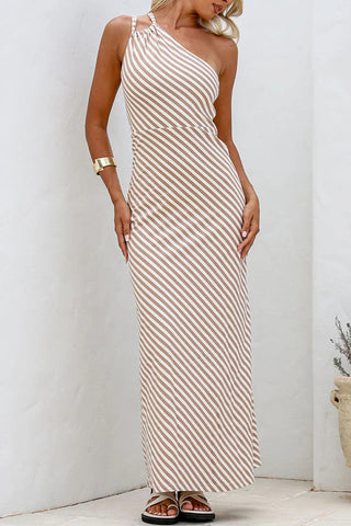 One-Shoulder Striped Dress