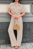 Belted Short-Sleeve Jumpsuit