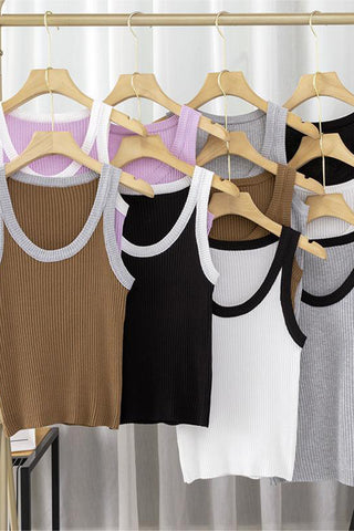 Ribbed Scoop Neck Tank Top