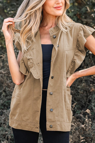 Ruffled Patchwork Jacket Vest