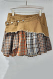 Button-Accent Plaid Mini Skirt