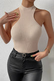 Sleek High-Neck Ribbed Tank Top