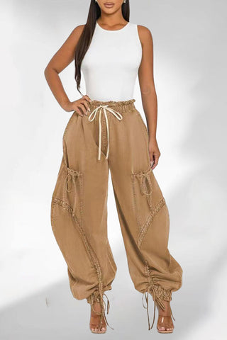 Denim Cargo Barrel Jeans