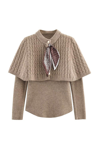 Elegant Two-Piece Skirt Set with Knit Details