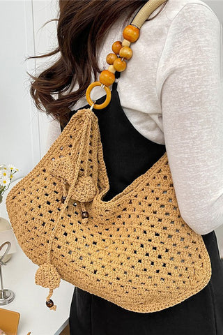 Handmade Beaded Handle Tote Bag
