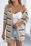 Striped Open-Front Cardigan