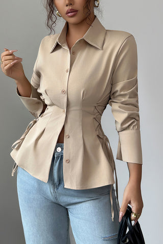 Tailored Button-Front Blouse