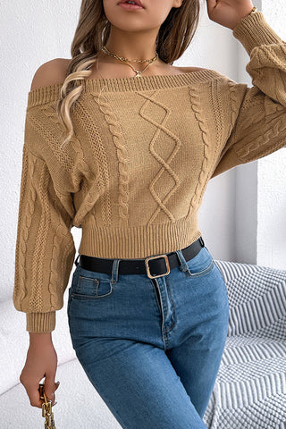 Off-Shoulder Cable Knit Sweater