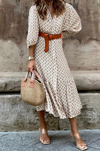 Belted Button-Front Casual Dress