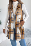 Longline Plaid Sleeveless Blazer