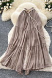 Tiered Wide Leg Pants with Belted Waist