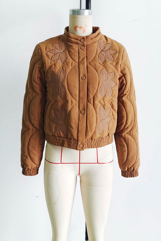 Floral Quilted Button-Front Coat