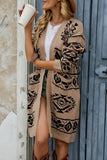 Geometric Pattern Open-Front Cardigan