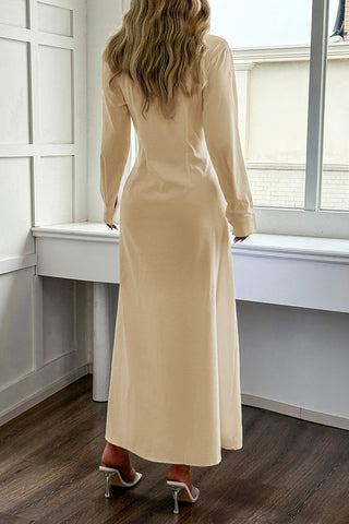 Long Button-Front Casual Dress