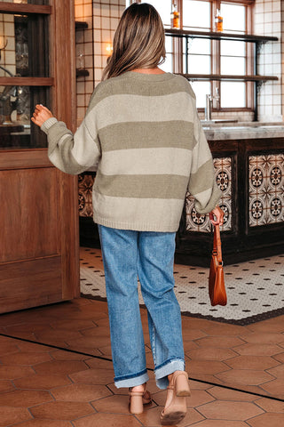 Striped Color Block Bow Tie Sweater Cardigan