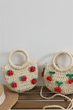 Straw Tote with Strawberry Embellishments