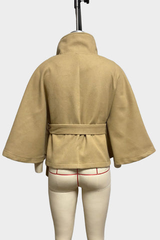 Belted High-Collar Cape