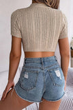 Cropped Cable Knit Top