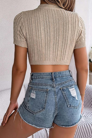 Cropped Cable Knit Top