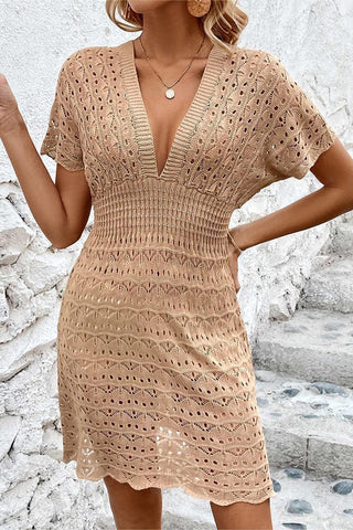 V-Neck Lace Casual Beach Dress