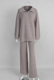 Zip-Up Relaxed Pants Set
