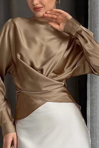 Elegant Satin Draped Blouse