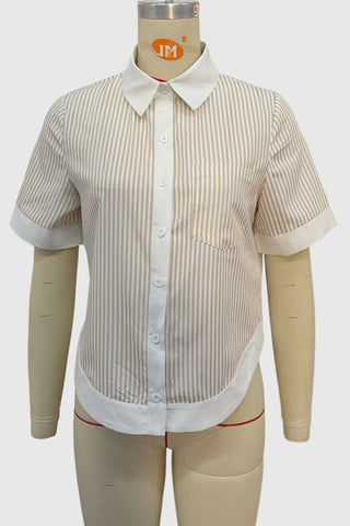 Striped Button-Front Polo Shirt