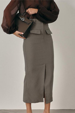 Belted High-Waist Skirt