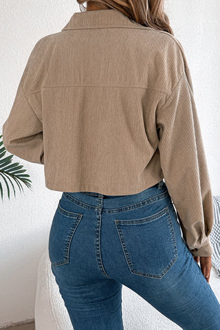 Cropped Corduroy Button-Up Jacket