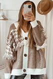 Houndstooth Color Block Button Cardigan