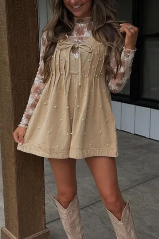 Lace-Trim Tie-Front Romper