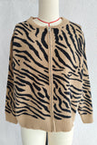 Zebra Pattern Zip Cardigan